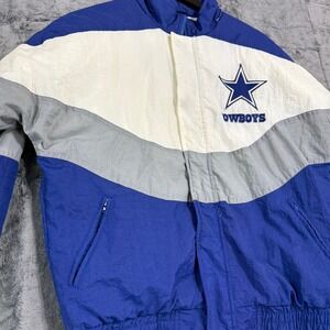 Vintage Apex One Dallas Cowboys NFL Pro Line Jacket Blue White Silver Mens M